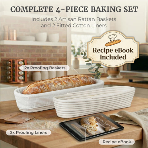 Bread Experience baguette proofing in basket demonstrating shape support benefit
