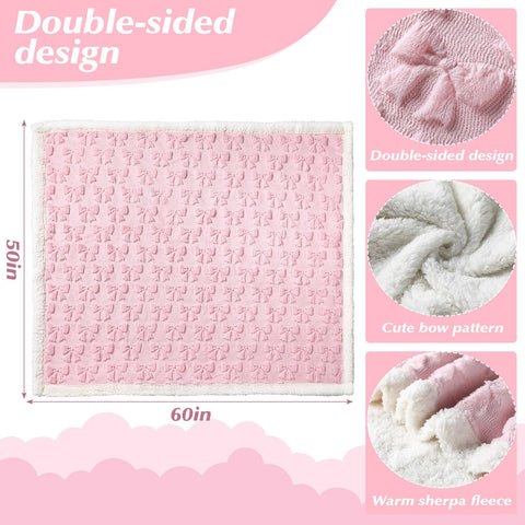 Breling bow throw sherpa back displaying white fleece for warmth