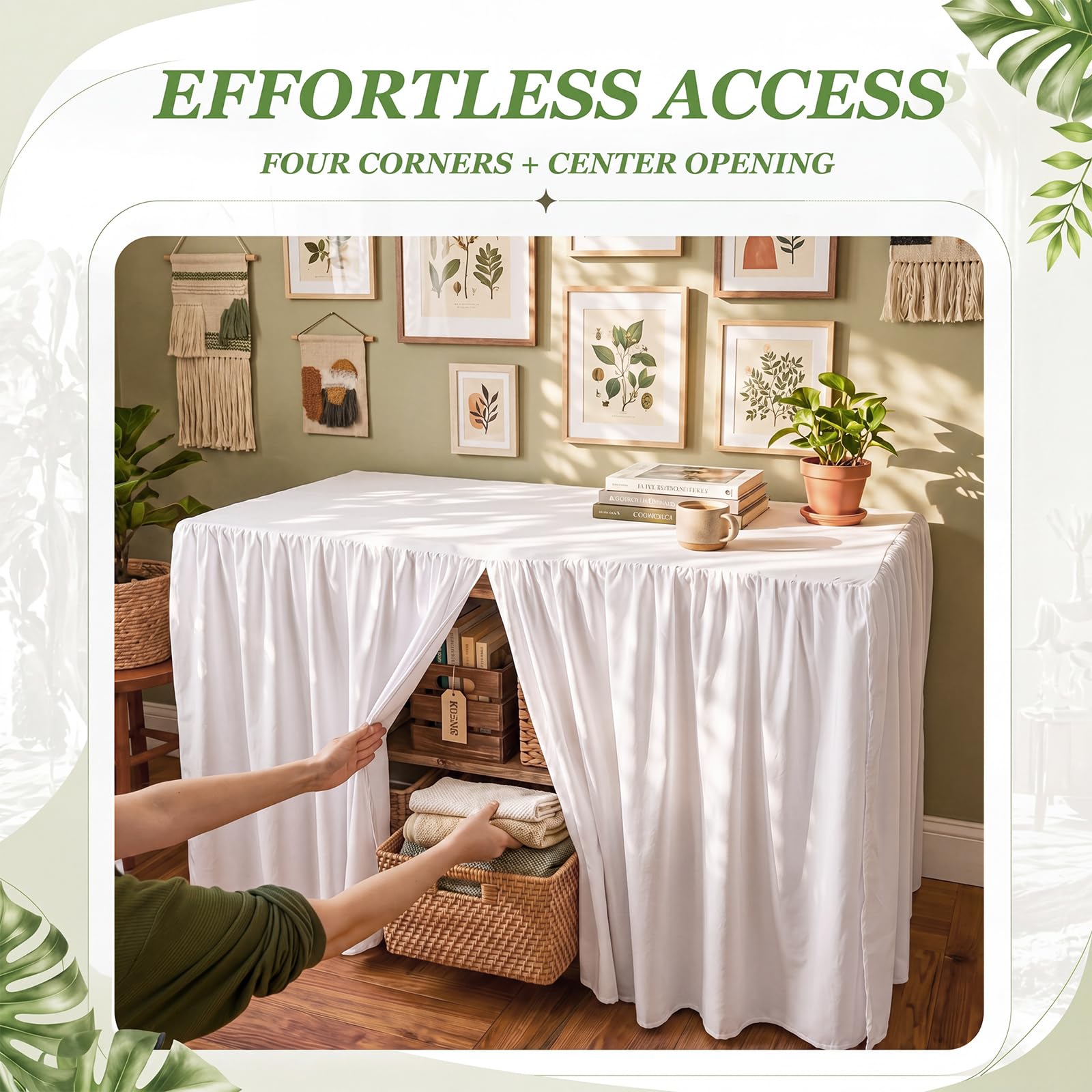 Breling skirt hiding under-desk storage for a clutter-free look