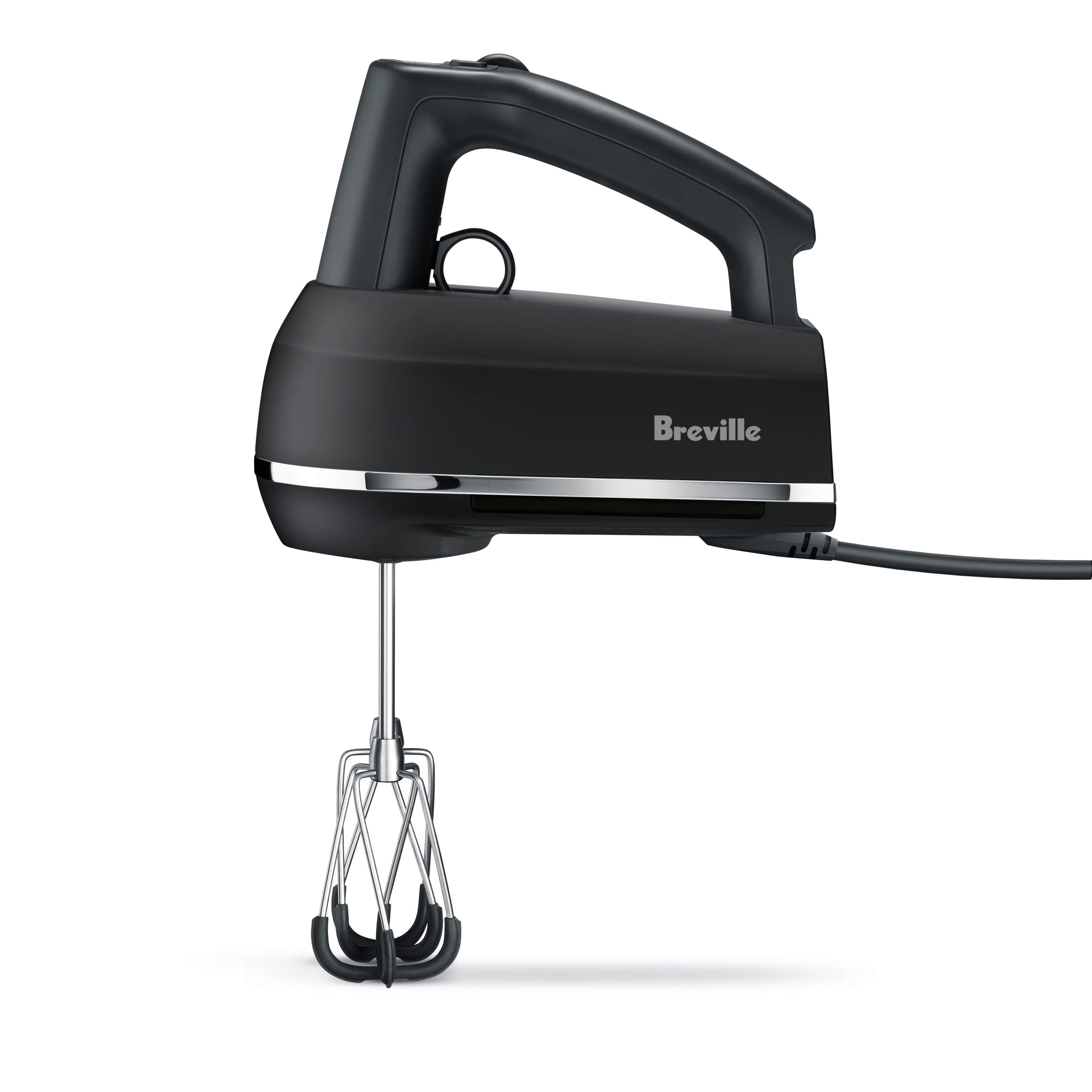 Breville front view of BHM800BTR showing sleek black truffle finish and compact profile benefits