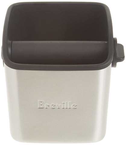 Breville knock box mini beside espresso machine for tidy workflow benefit
