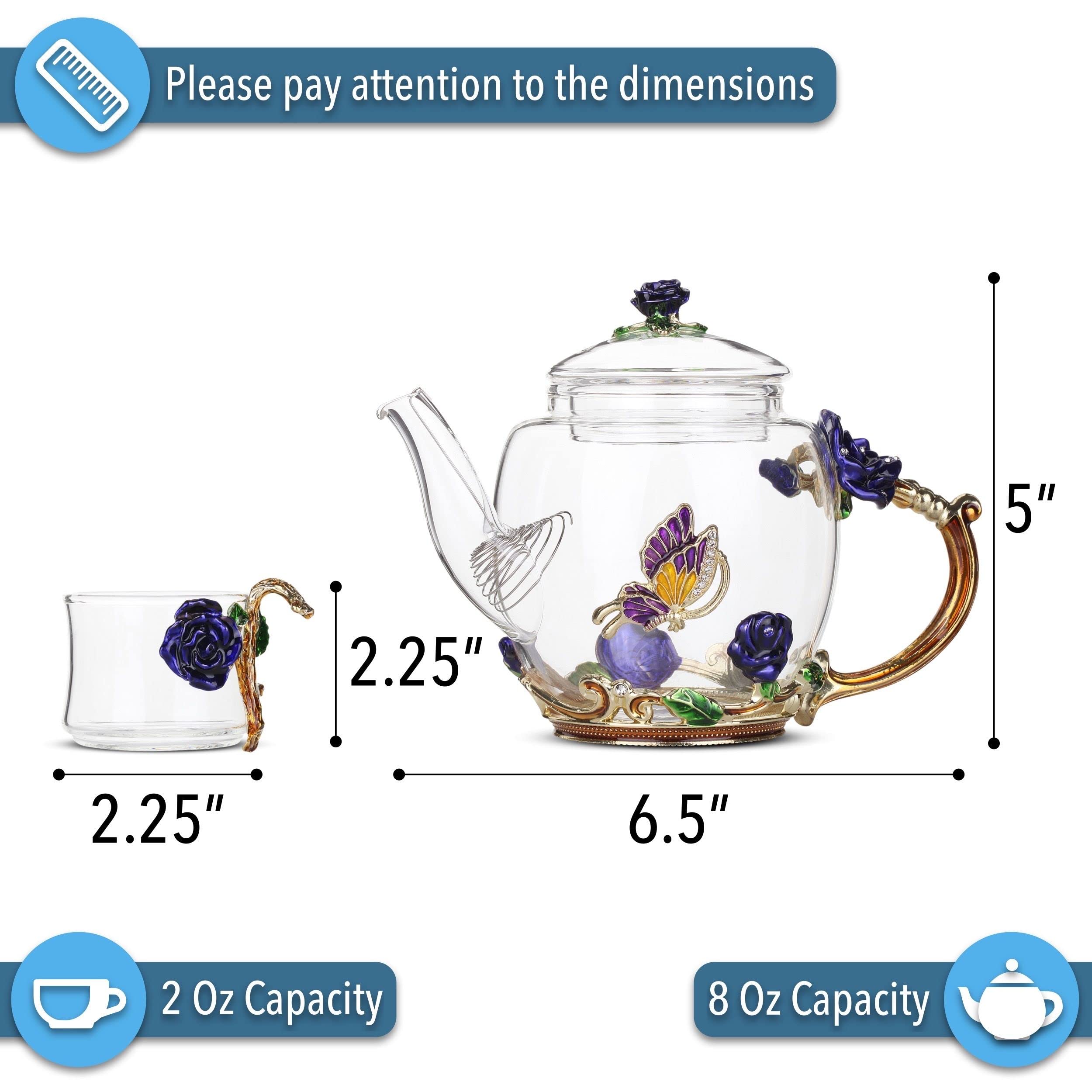 Brew To A Tea cup close-up showing small 2oz glass and comfortable hold benefit