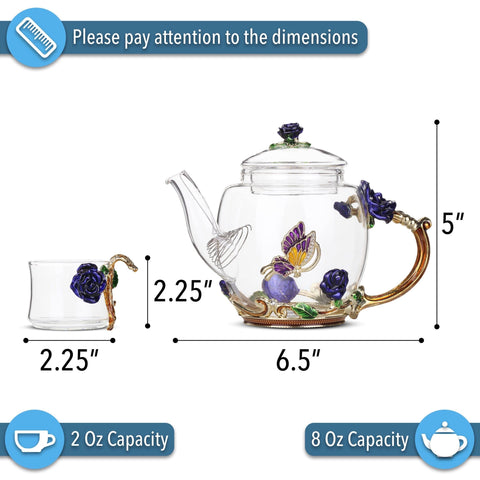 Brew To A Tea cup close-up showing small 2oz glass and comfortable hold benefit
