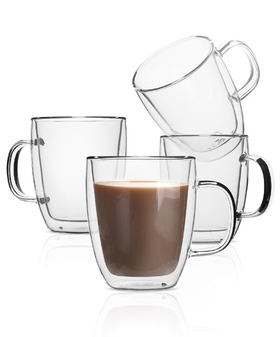 Brew To A Tea front view set of four mugs showing modern clear design and elegance