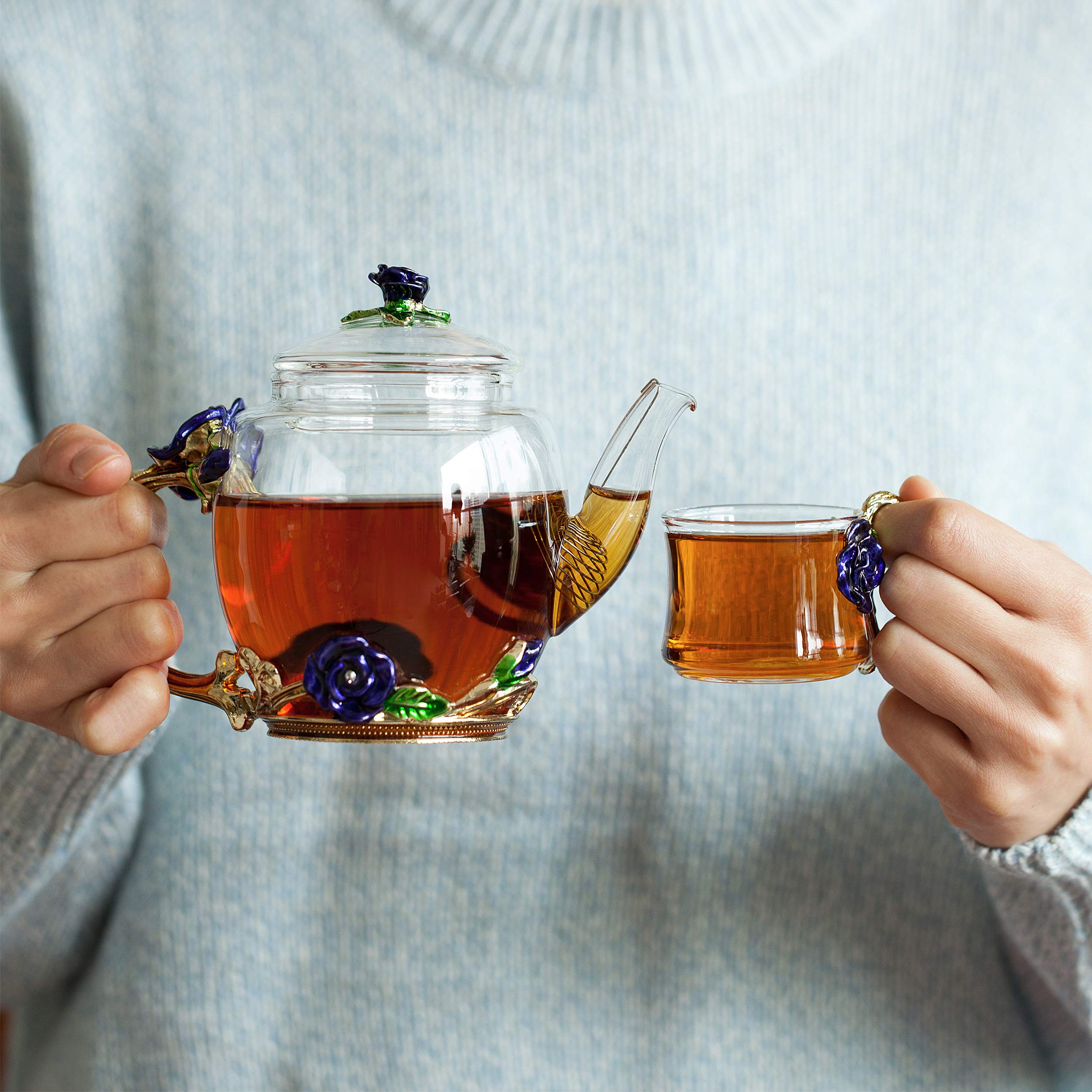Brew To A Tea lifestyle table setting with set on tray showing decorative ambiance benefit