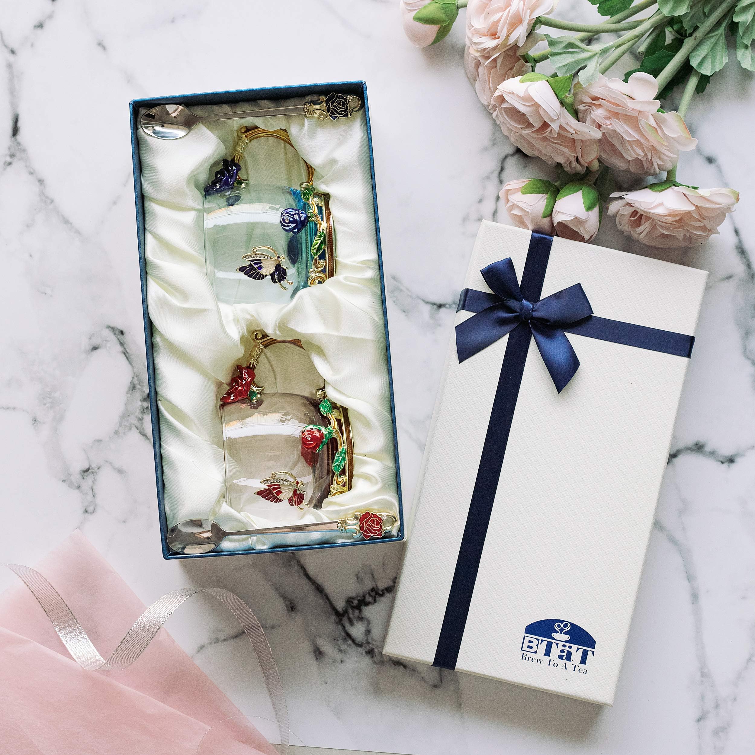 Brew To A Tea open gift box with cups inside highlighting presentable gifting option