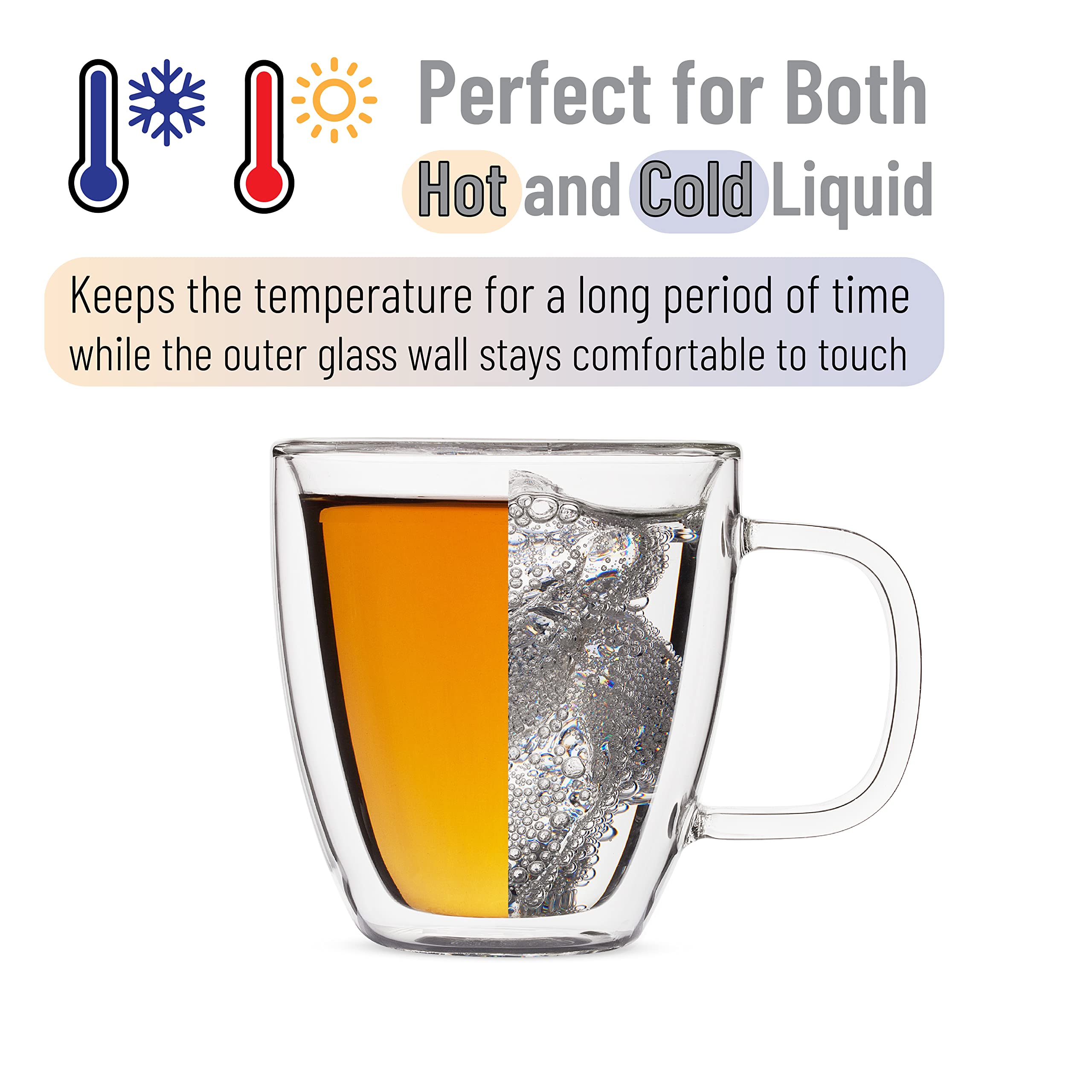 Brew To A Tea mug next to standard mug showing 16 oz capacity scale