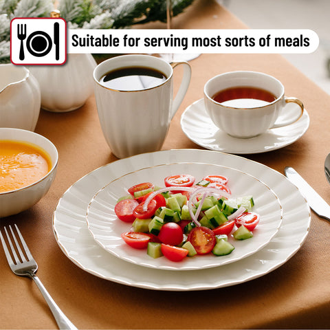 Brew To A Tea plate beside fork illustrating 8-inch scale and serving benefit