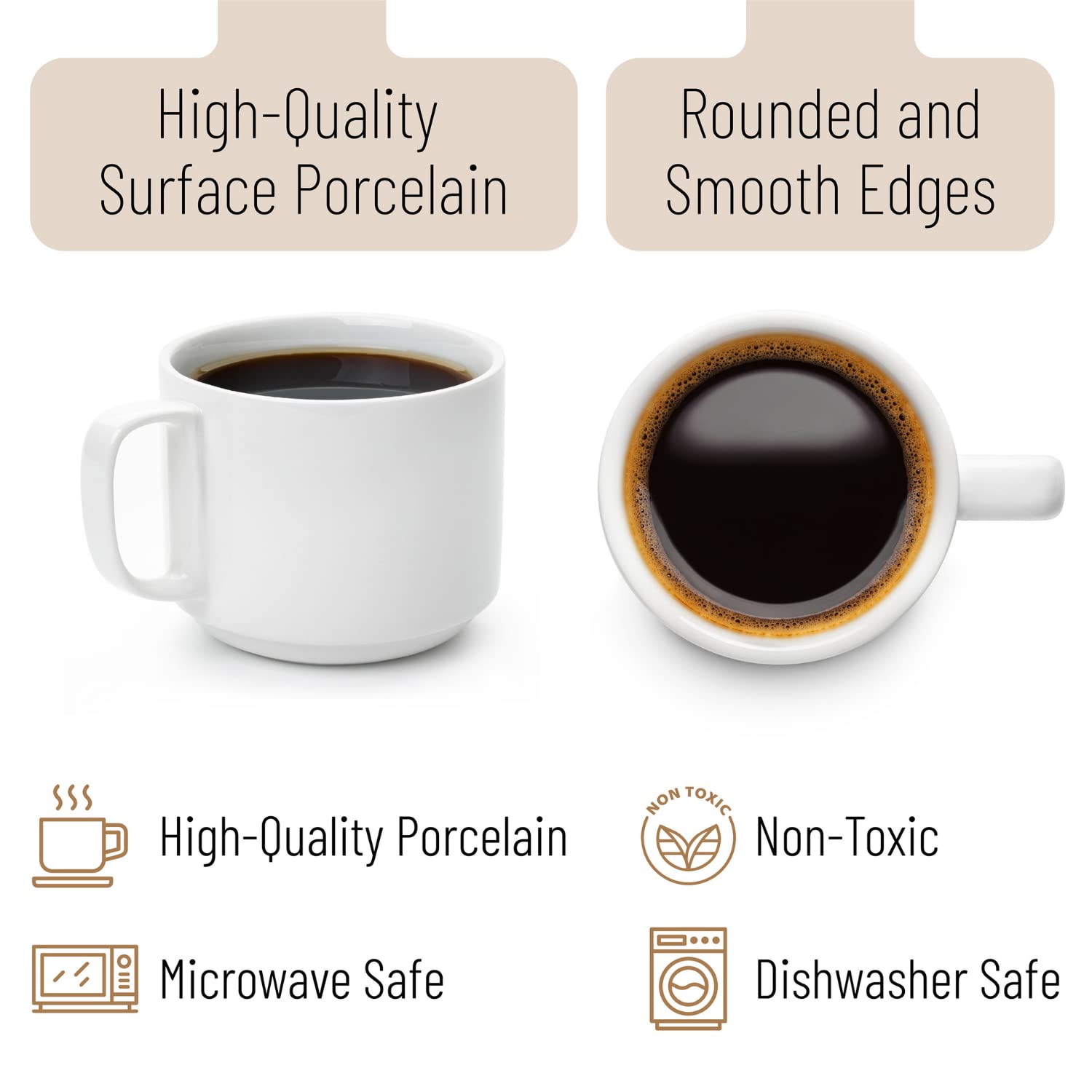 Brew To A Tea stacked mugs inside cabinet demonstrating space-saving storage advantage