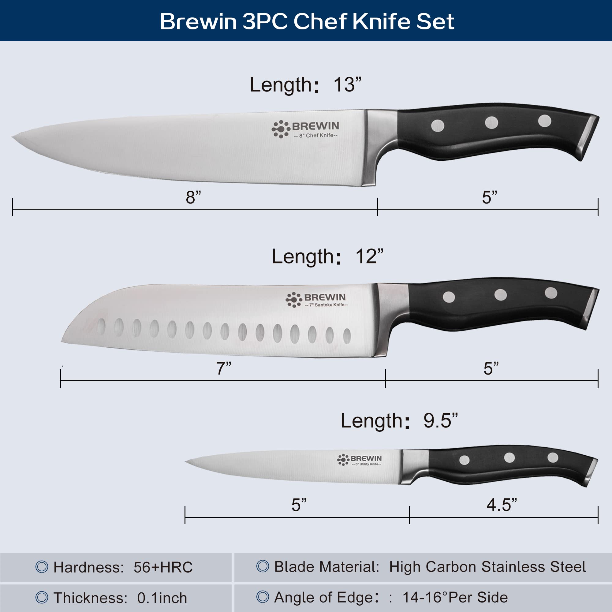 Brewin full-tang handle close-up highlighting triple-riveted durability and safety