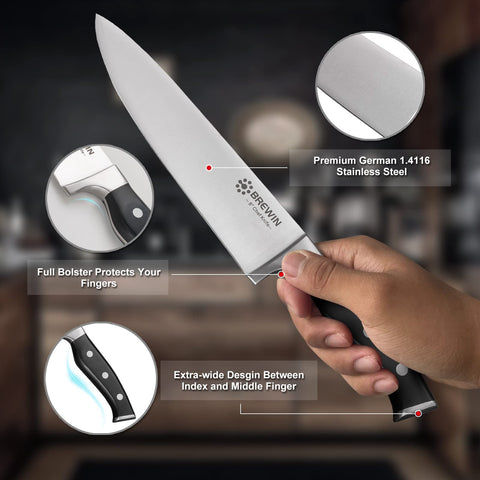 Brewin utility knife held in hand showing balanced grip and control
