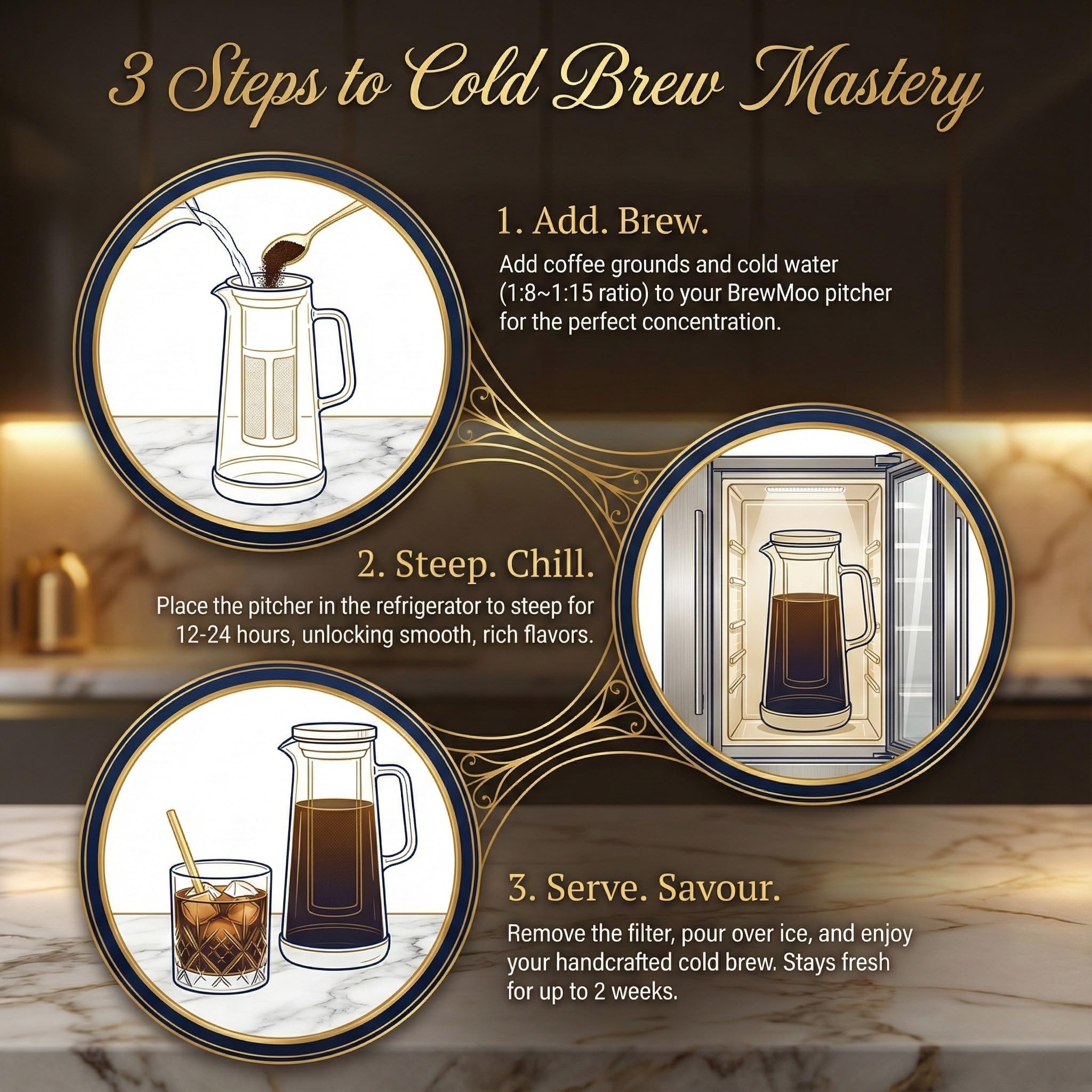 BrewMOO pouring cold brew into glass for ready-to-drink convenience
