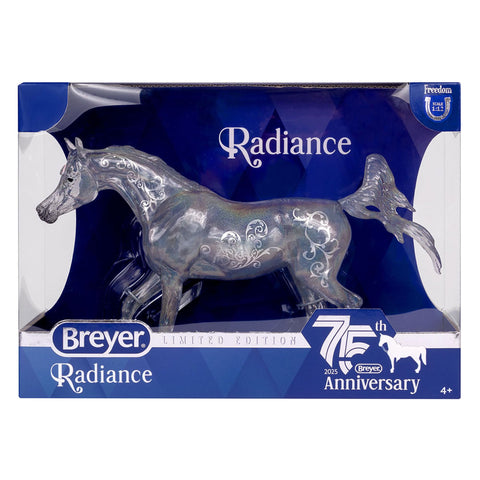 Breyer Radiance on a mantel styled with décor demonstrating collectible display appeal