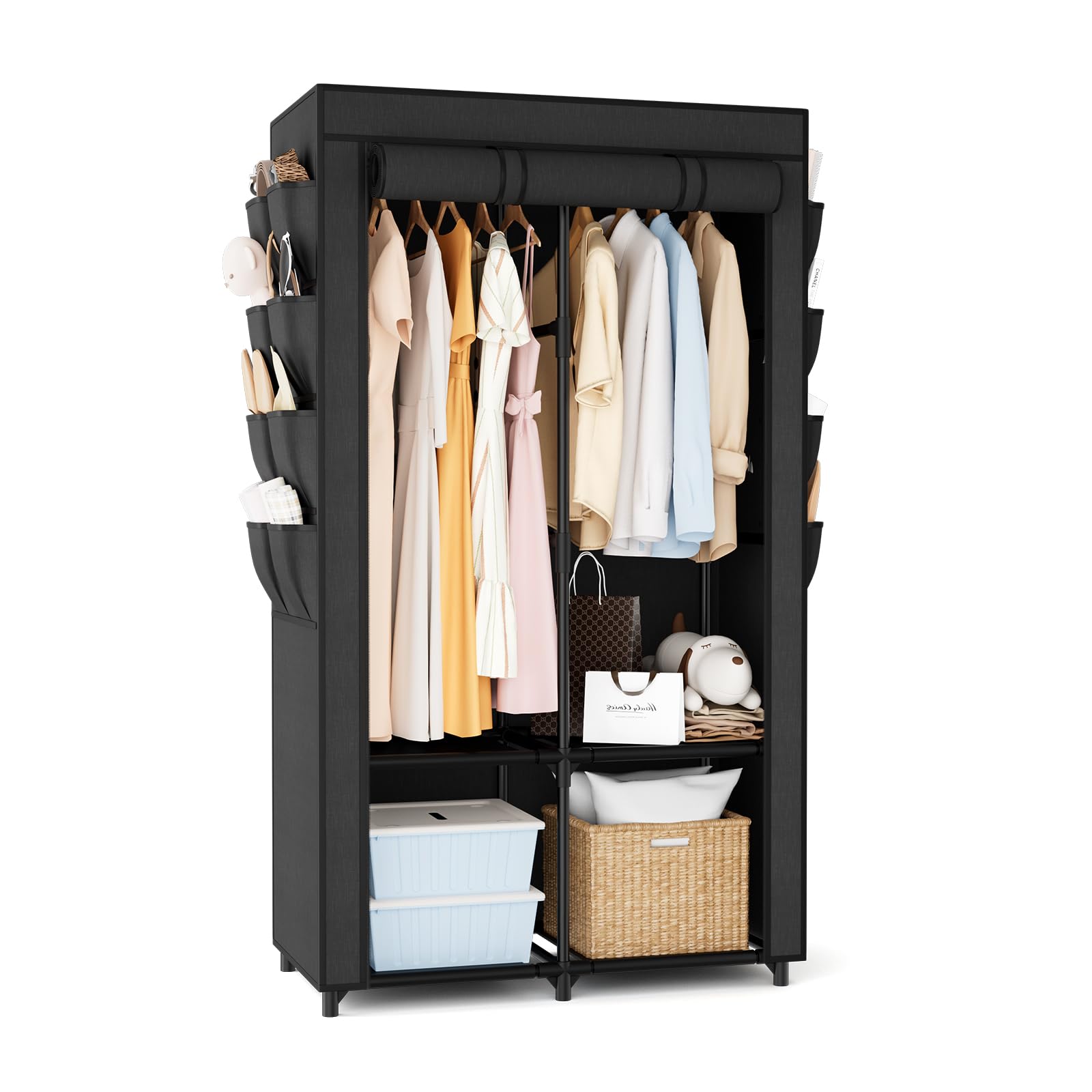 BrFoYu front view assembled wardrobe showing compact organization benefit