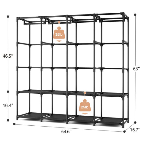 BrFoYu close-up of fabric shelves showing sturdy folded-clothes support benefit