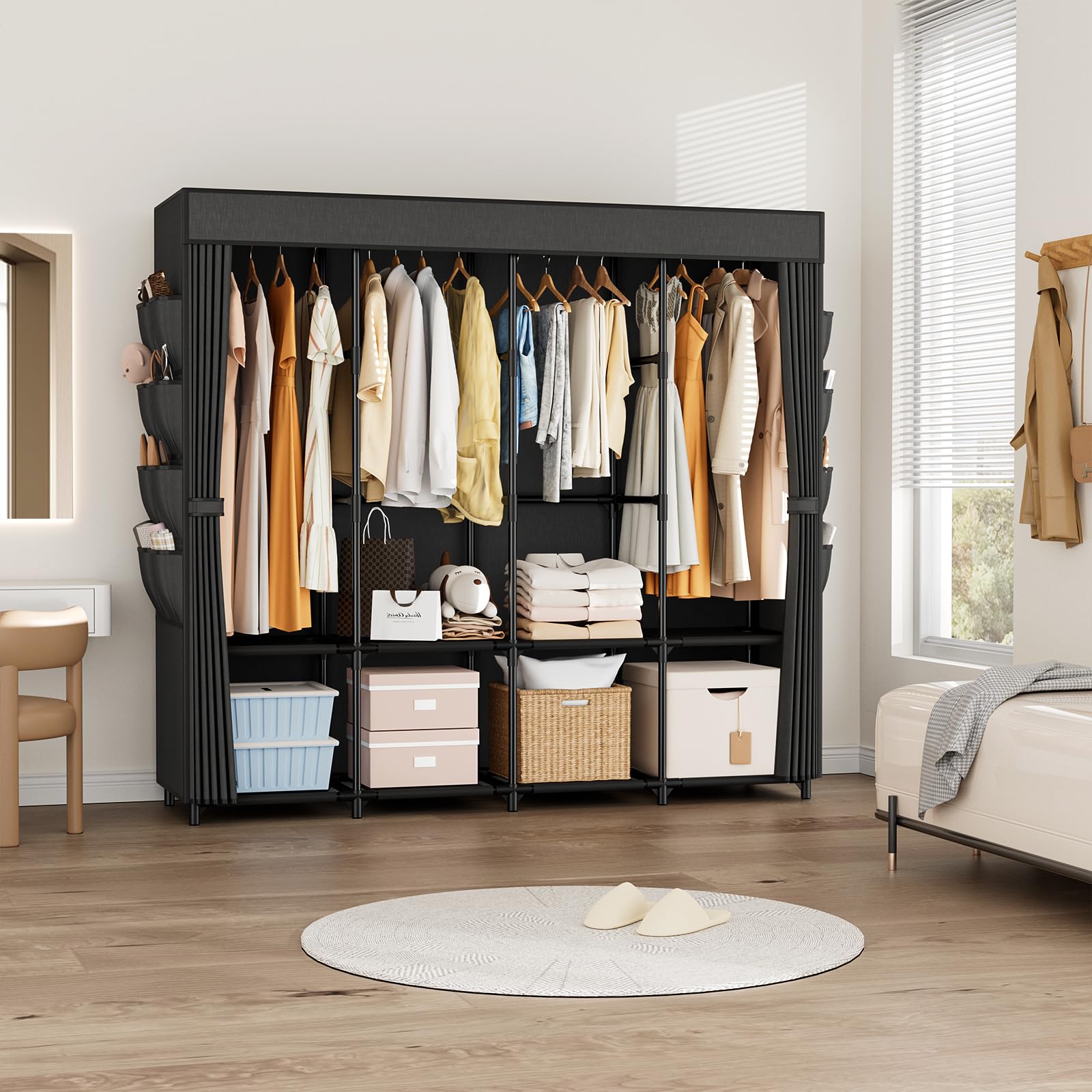 BrFoYu wardrobe next to person illustrating scale and generous capacity benefit