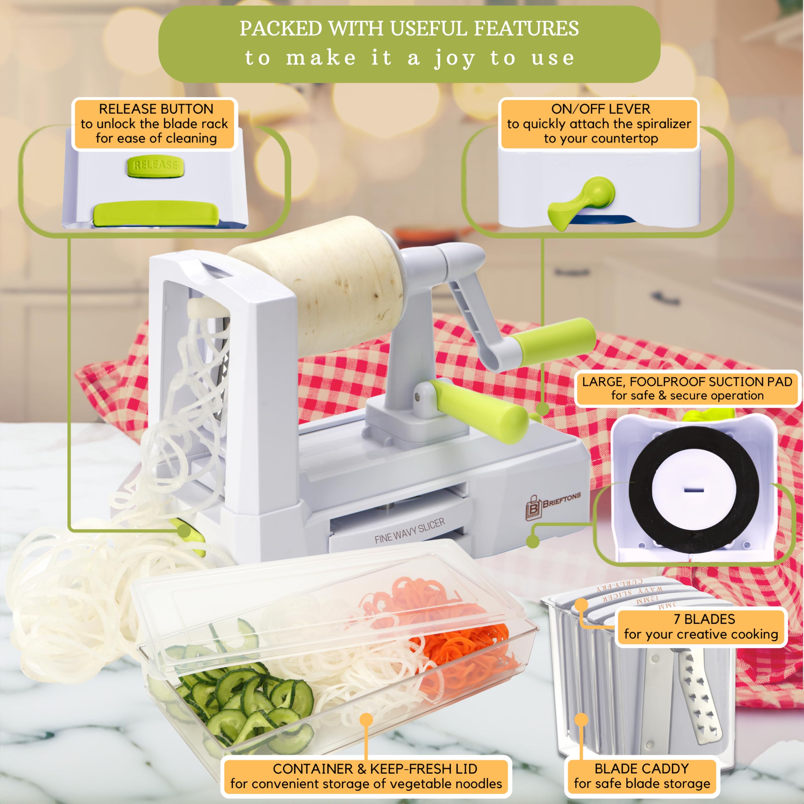 Brieftons blade storage caddy open with blades organized, prevents lost parts