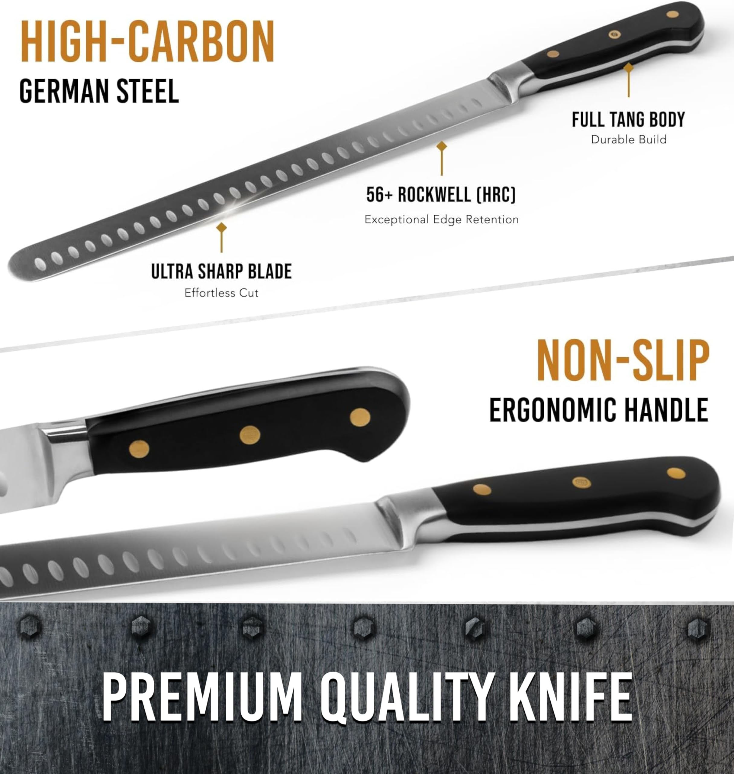 Bright Hobby knife next to ruler indicating 12-inch blade length for scale