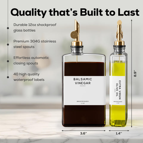 Brighter Barns bottle pouring olive oil smoothly demonstrating controlled flow and less mess