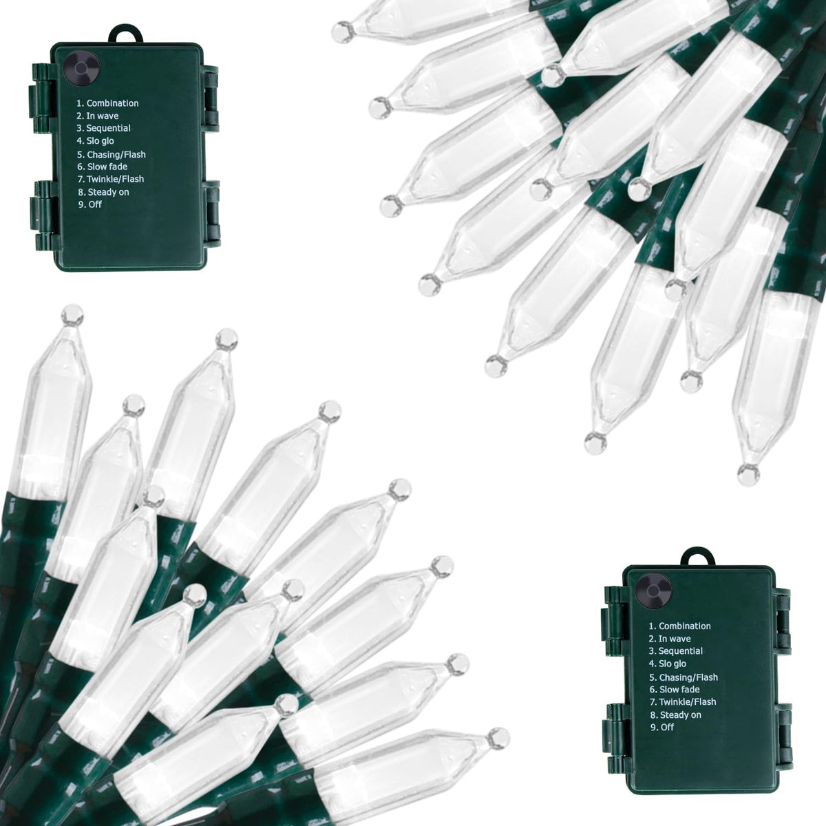 Brightown front packaging showing two 18 ft pure white LED strands and product benefits