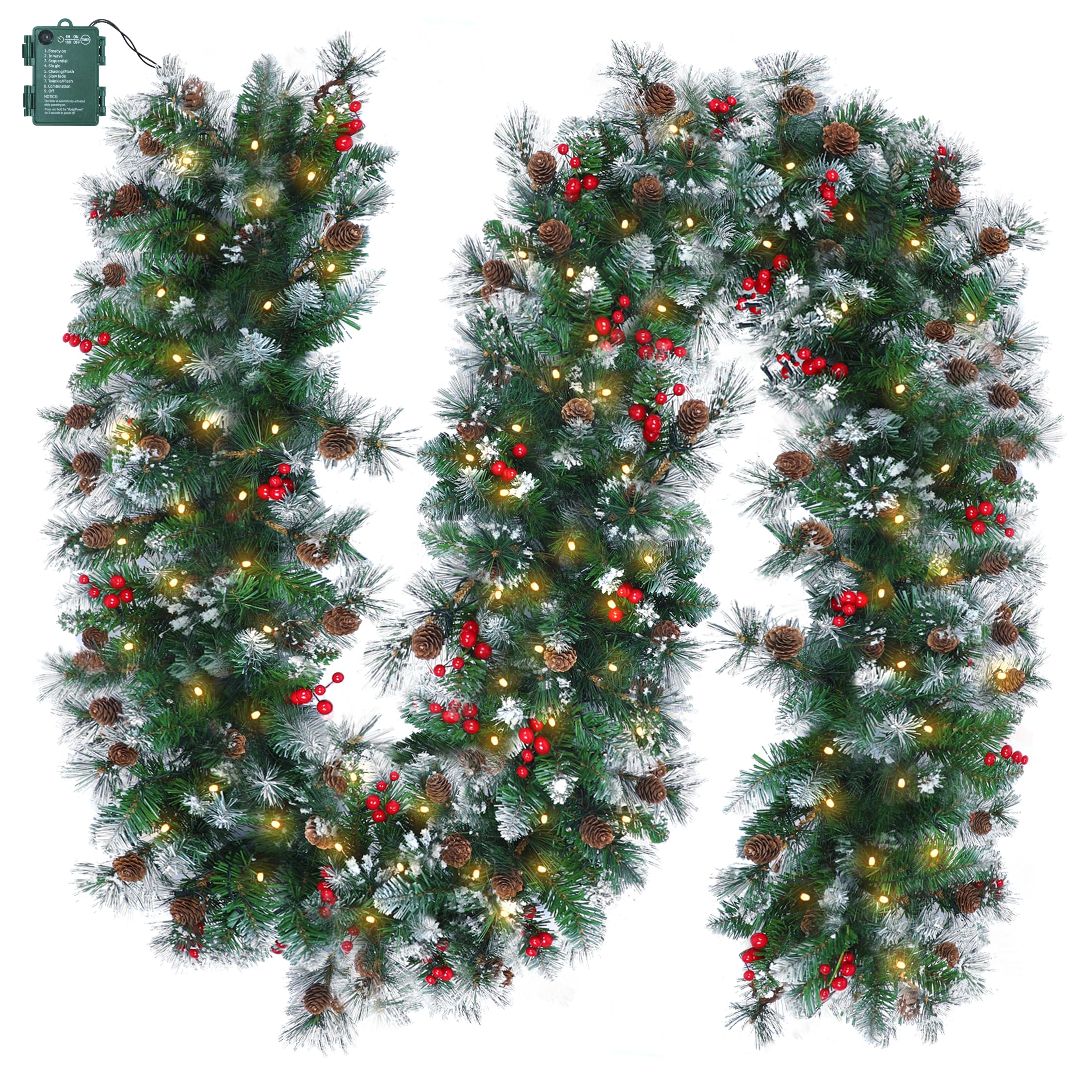 Brightown garland front view showing full 9ft coverage and festive look