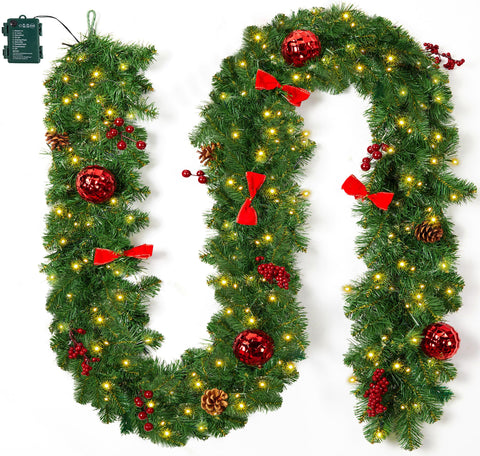 Brightown garland front view showing full 9ft length and festive look