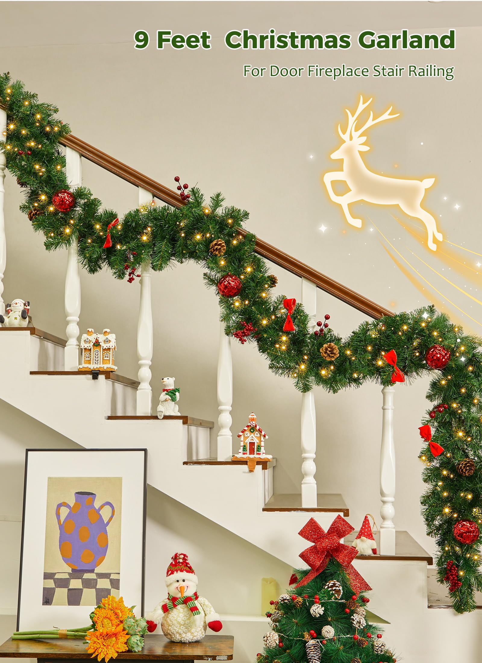 Brightown garland styled on mantel creating cozy holiday ambiance