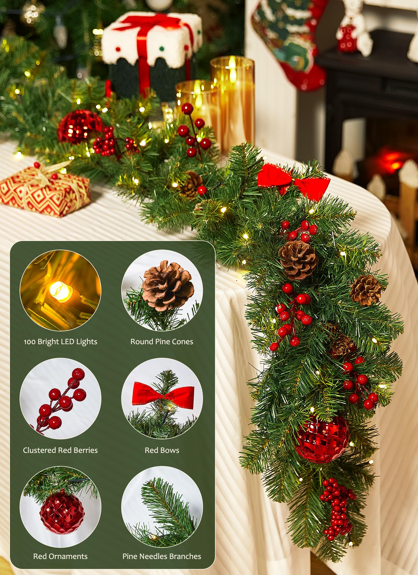 Brightown ornaments and bows highlighting ready-made decorative accents