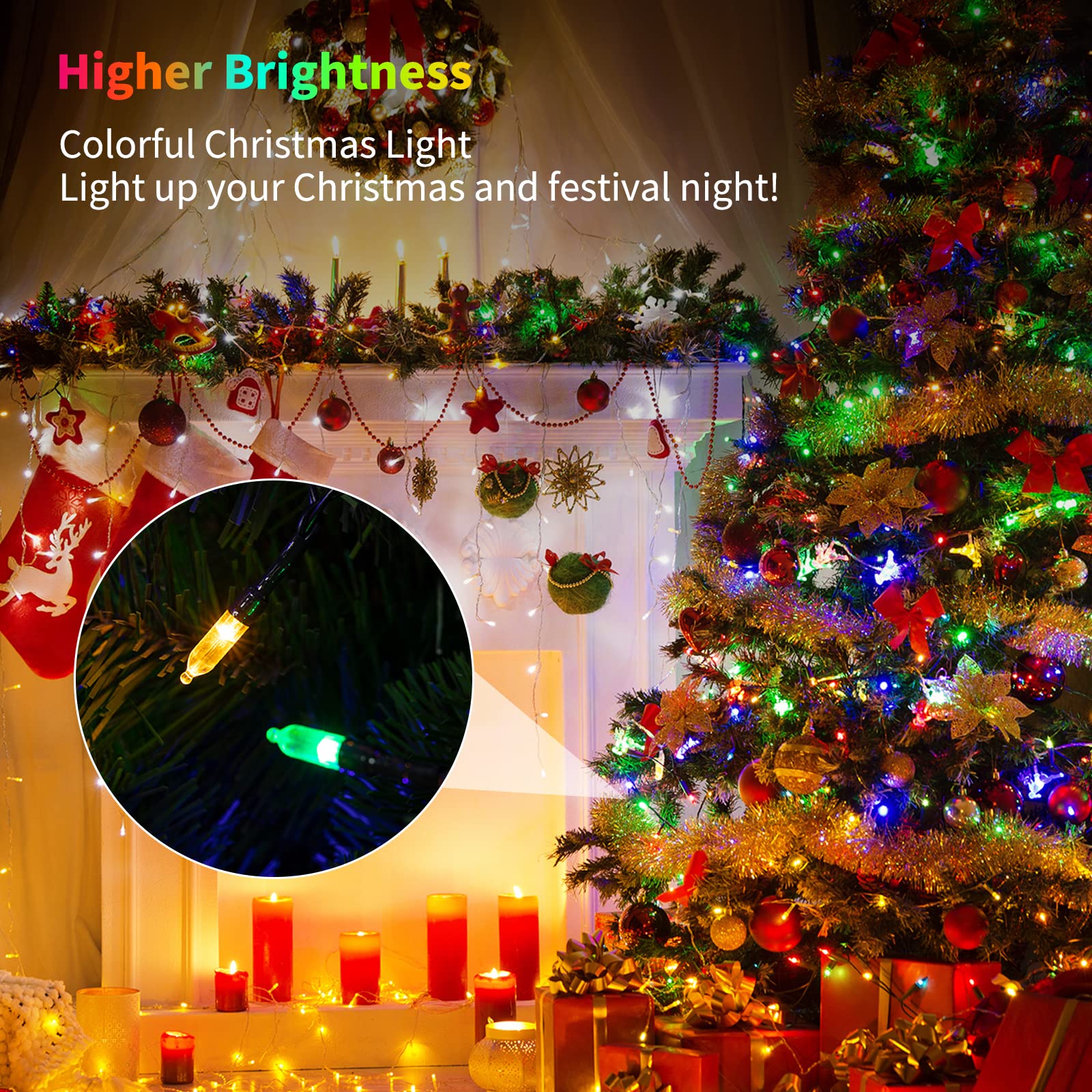 Brightown lights wrapped around banister for festive, cordless decoration