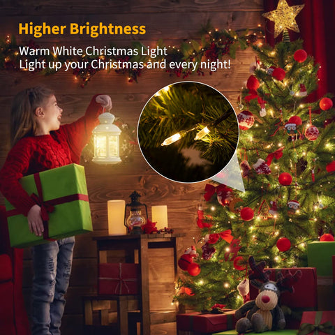 Brightown string lights wrapped on wreath offering cozy accent lighting