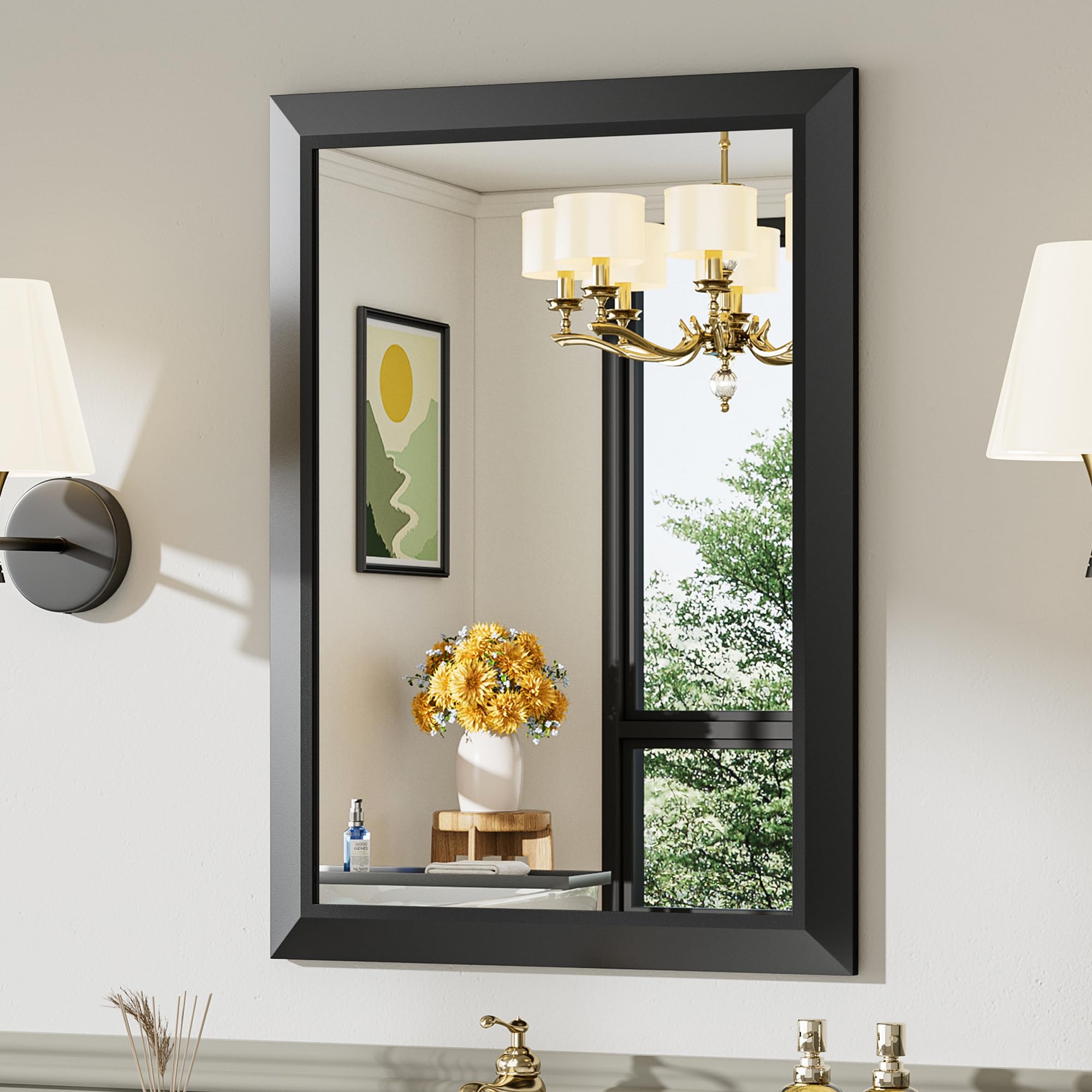 briivue front view black framed mirror showing sleek modern benefit