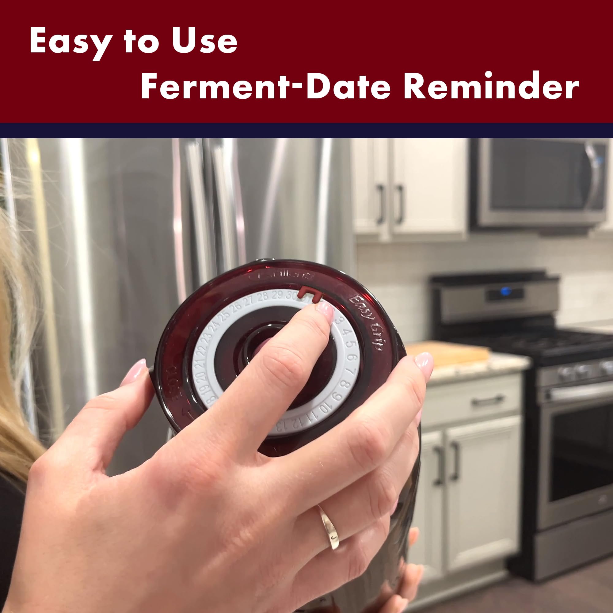Brillenti date ring tracker on lid showing easy fermentation tracking