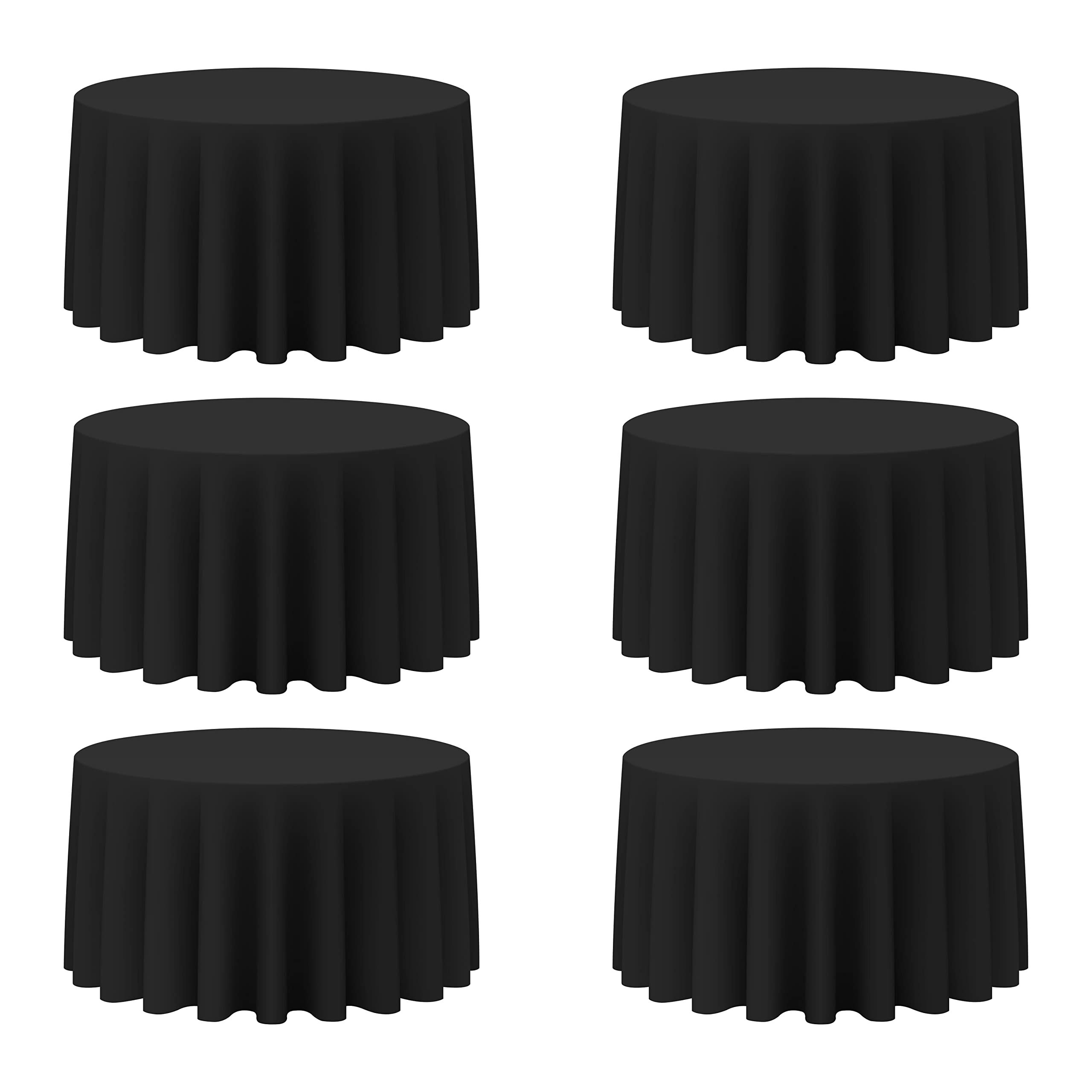 BRILLMAX front packaging showing six black 120-inch tablecloths, professional bulk value