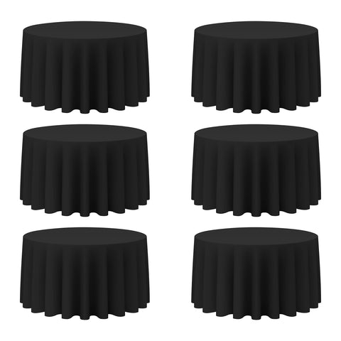 BRILLMAX front packaging showing six black 120-inch tablecloths, professional bulk value