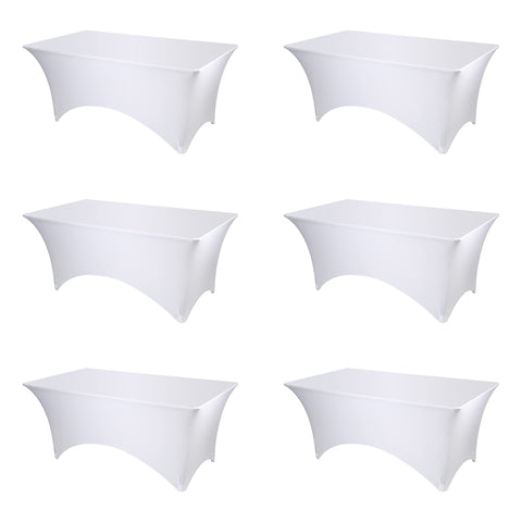 BRILLMAX front view of white spandex cover on 6ft table showing professional finish