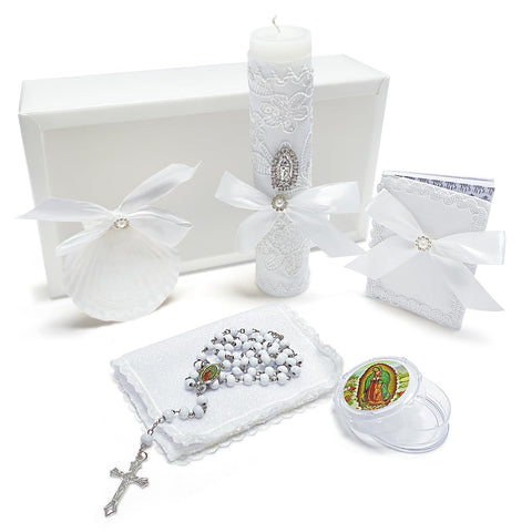 Brilucky front packaging showing full 5-piece baptism set and neat presentation