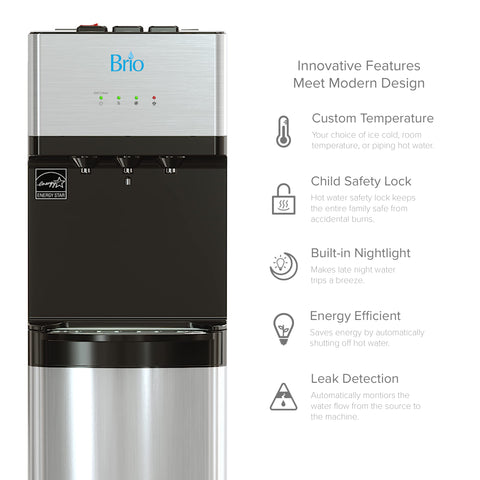 Close-up of Brio 2-stage filter highlighting carbon block texture for improved taste