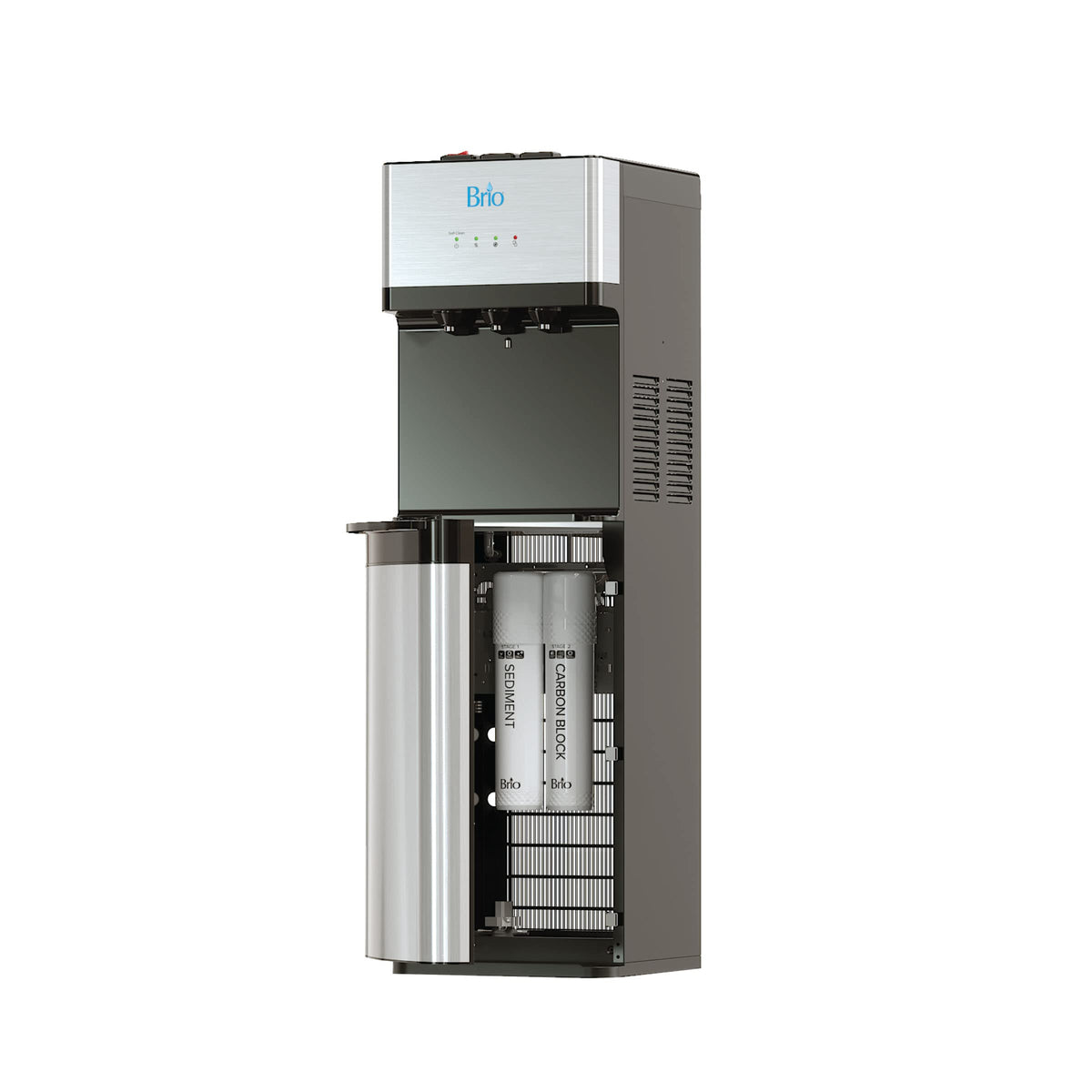 Brio 520 front view showing controls and three temperature taps for versatile serving