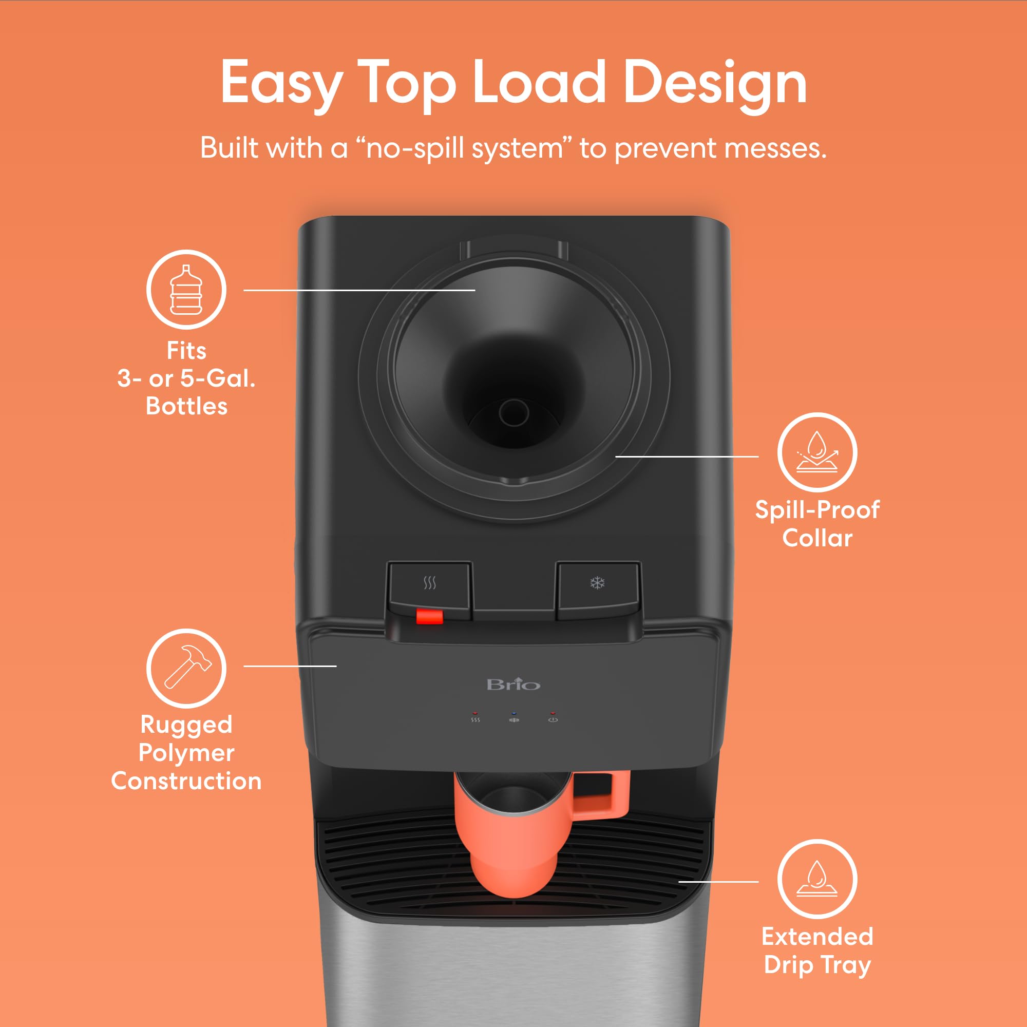 Brio control panel with LED indicators communicates temperature readiness