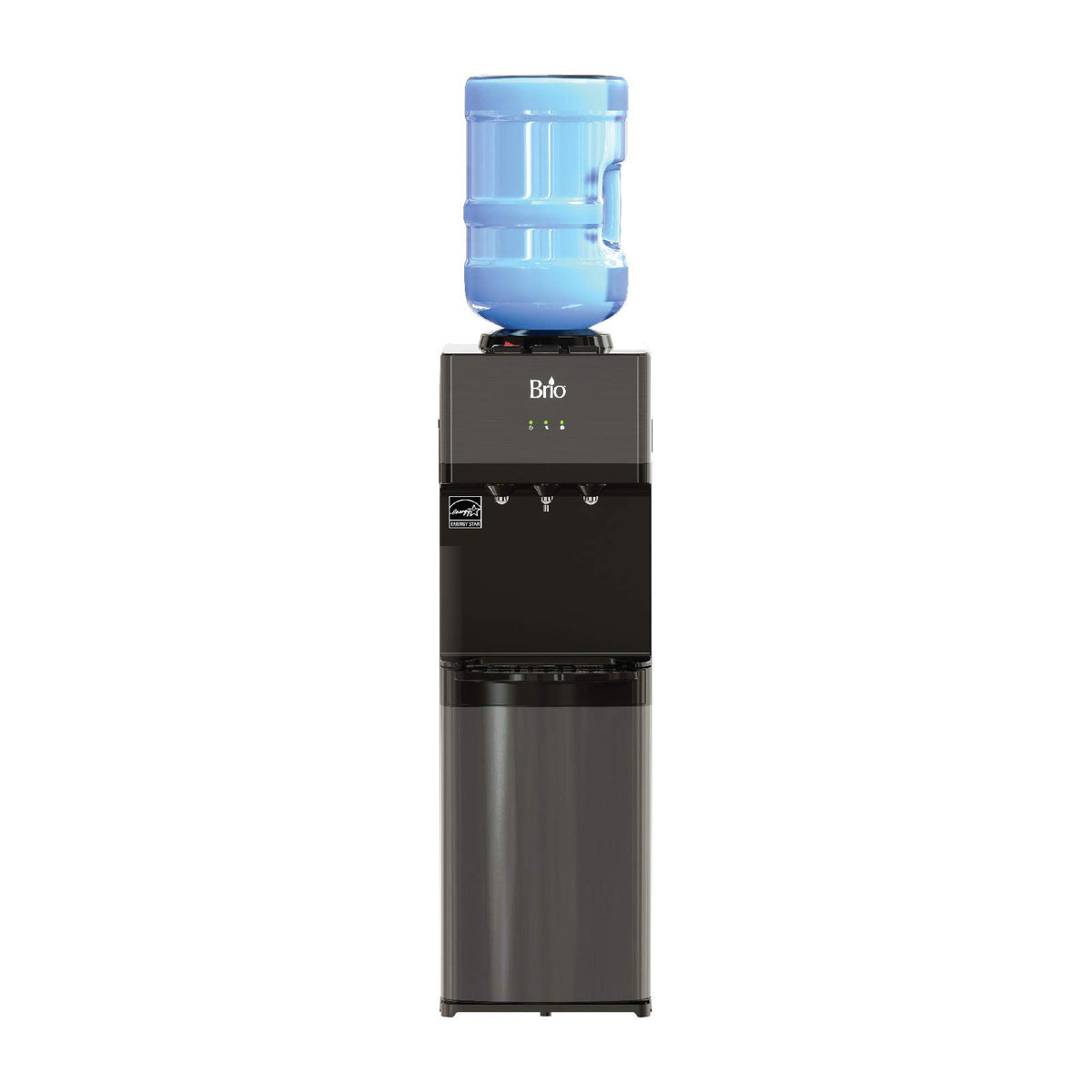 Brio front view in black stainless steel showing sleek modern finish and durable build