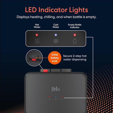 Brio hot and cold taps closeup highlights dual-temperature convenience