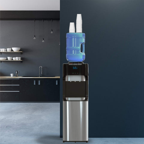 Brio cooler in office setting providing on-demand water and saving counter space