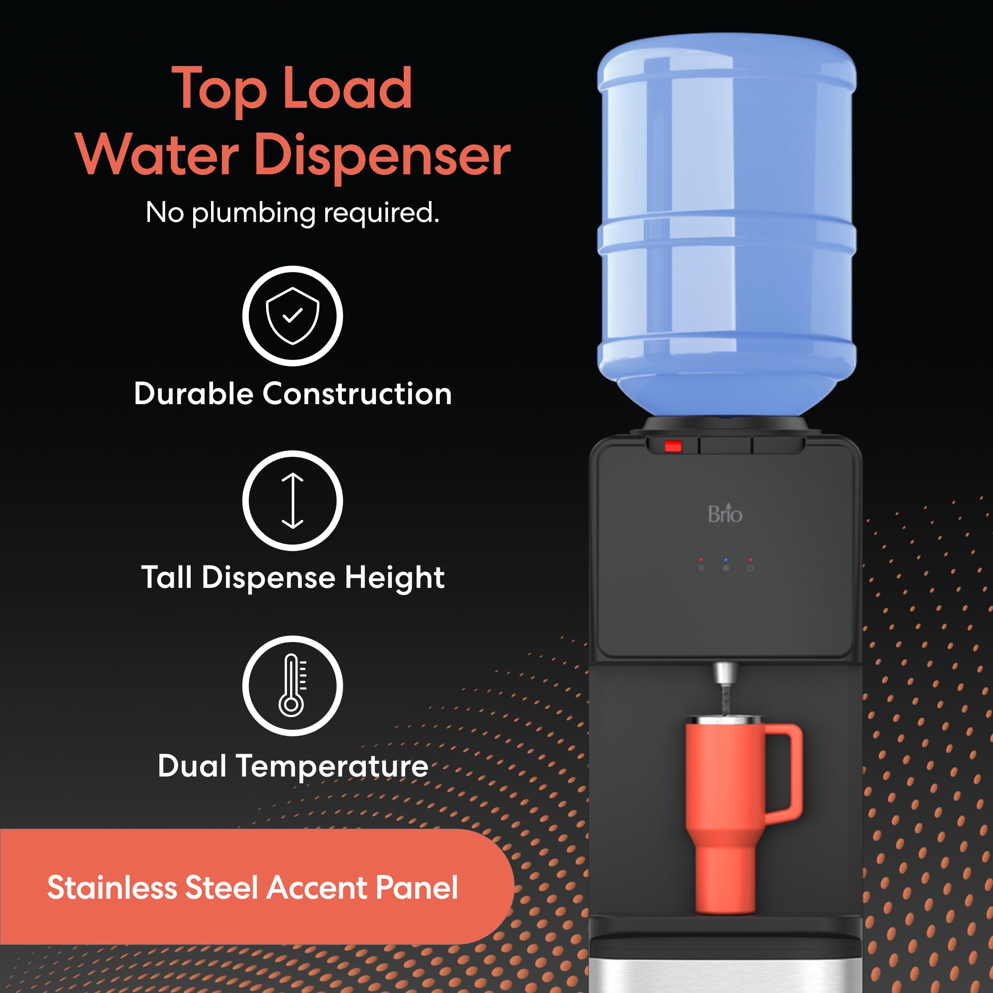 Brio top-loading bottle installation demonstrates spill-free loading benefit