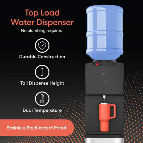 Brio top-loading bottle installation demonstrates spill-free loading benefit
