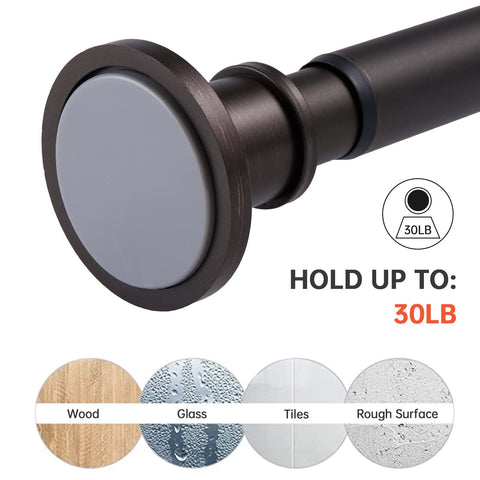 BRIOFOX installed rod showing adjustable length in a shower, fits many openings
