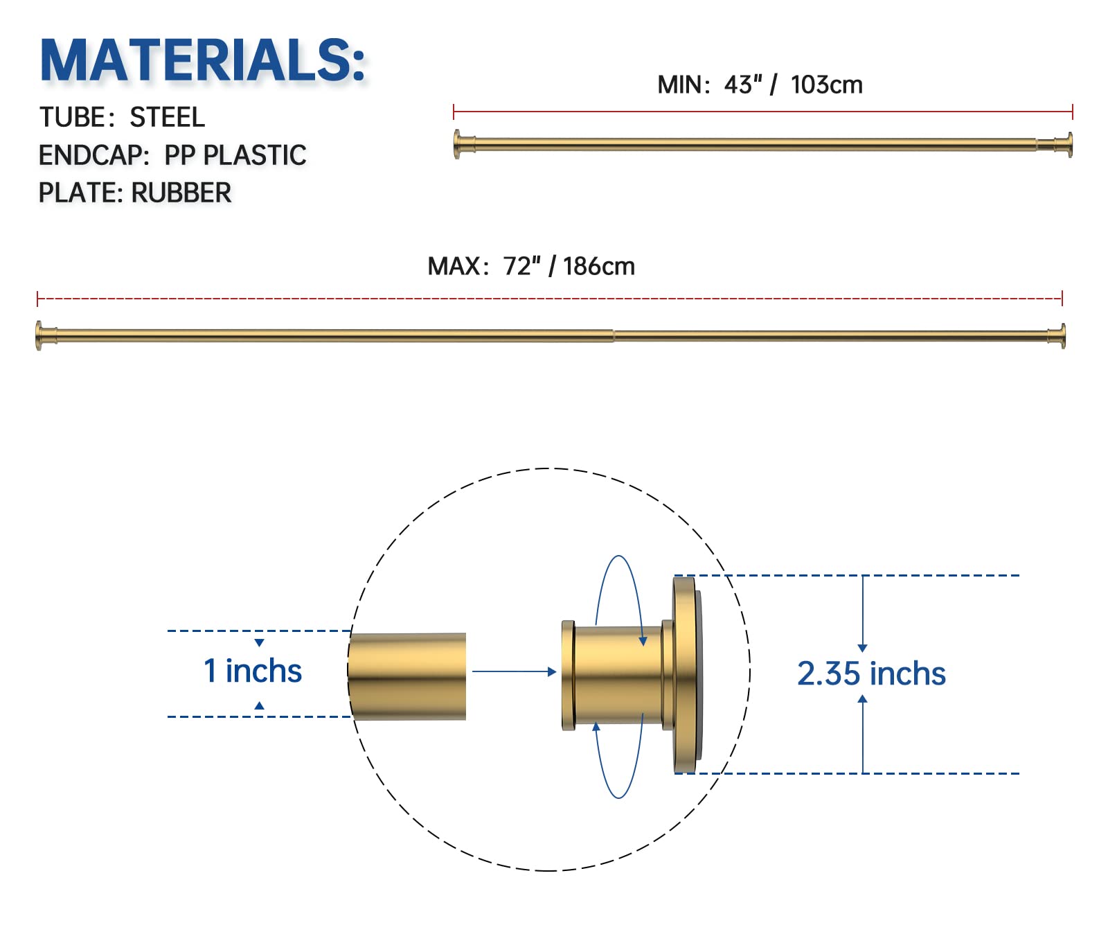 BRIOFOX lifestyle shower with curtain illustrating durable support and polished sunglow gold
