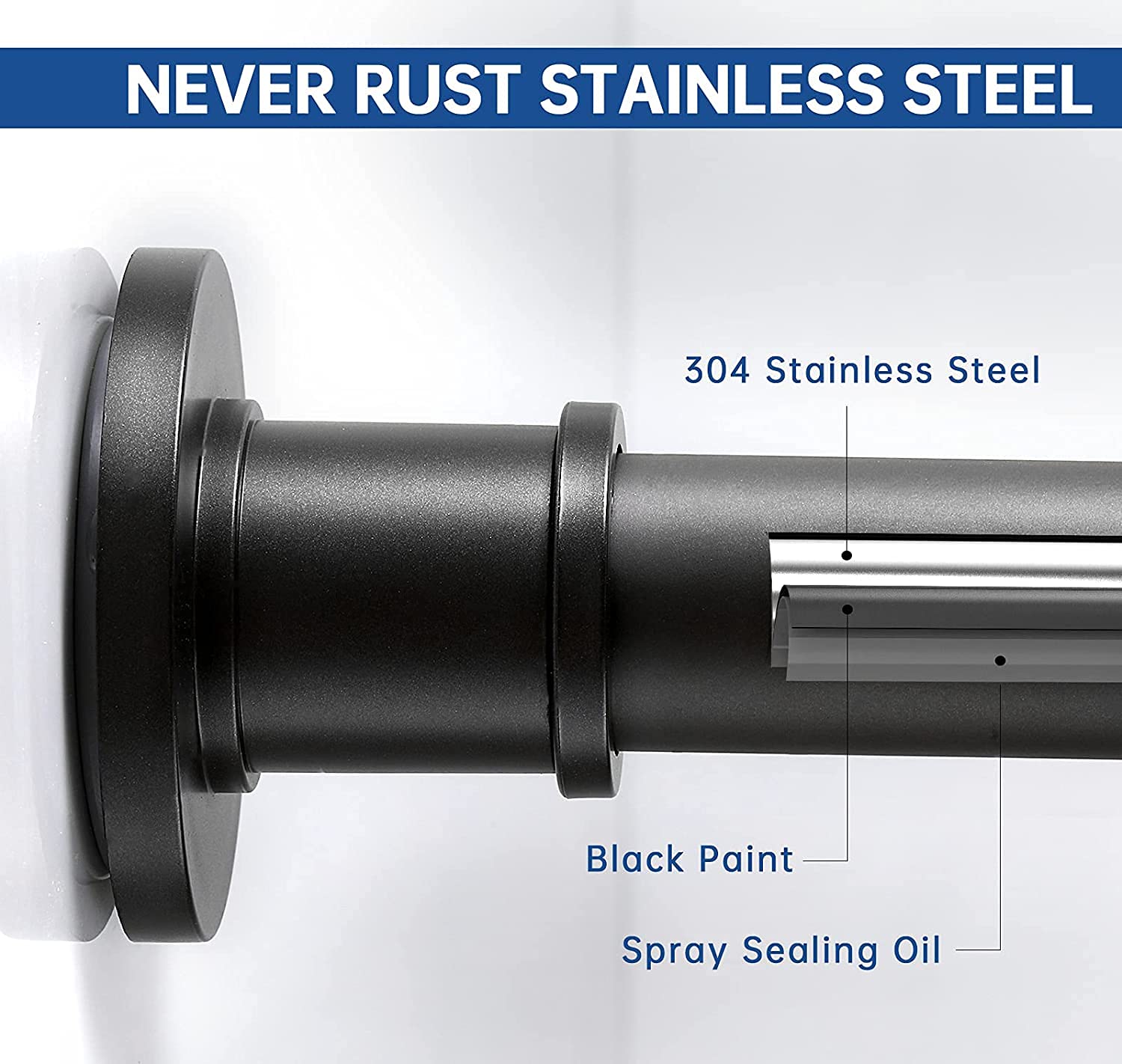 BRIOFOX stainless tube texture detail highlighting rustproof 304 steel and easy cleaning