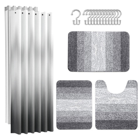 Britimes front packaging view showing complete ombre grey bathroom set benefit: organized replacement