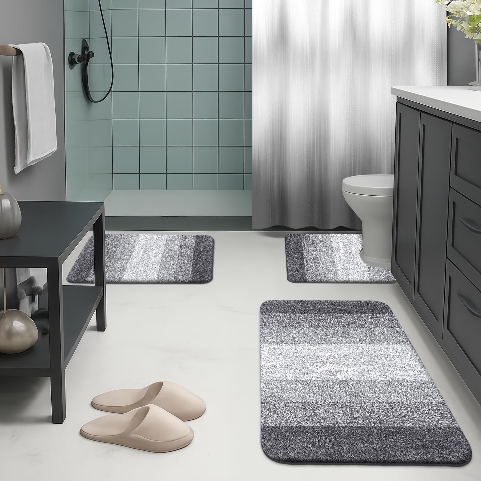 Britimes close-up waffle texture of shower curtain benefit: refined drape and visual depth