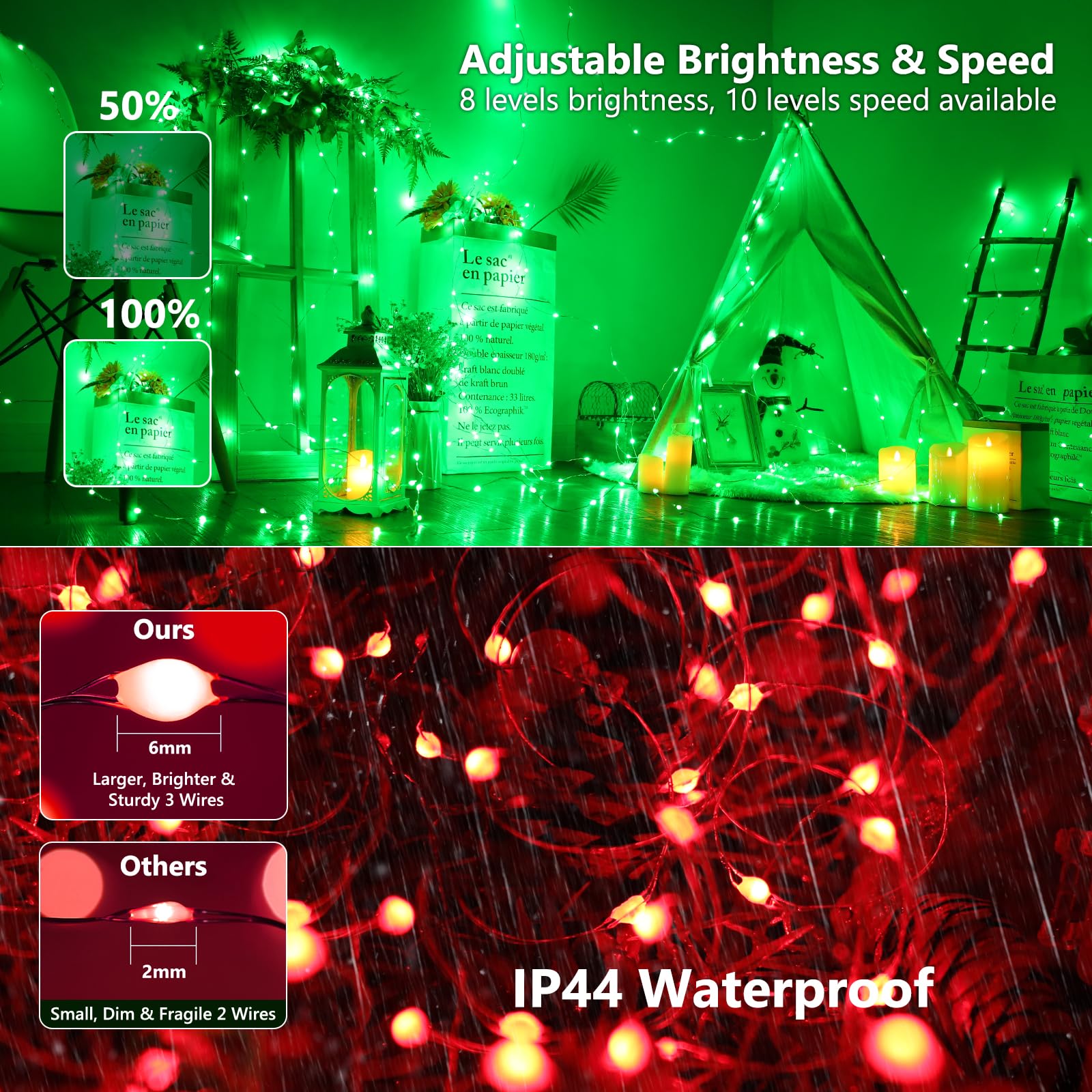 BrizLabs patio scene in light rain showing water-resistant outdoor use